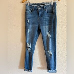 Between Us womens distressed fringe waist blue jean size 5